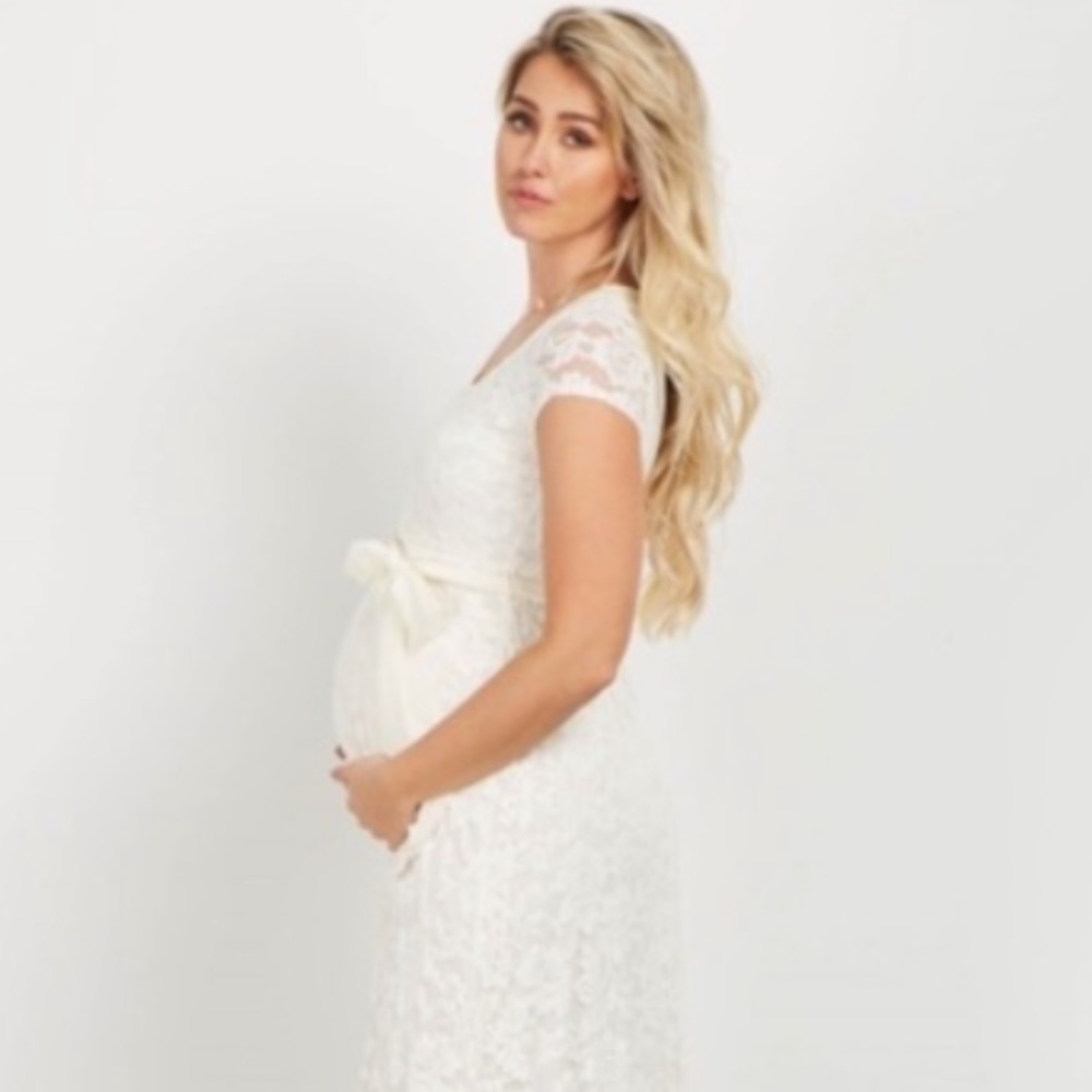 maternity lace gown - ivory by PinkBlush